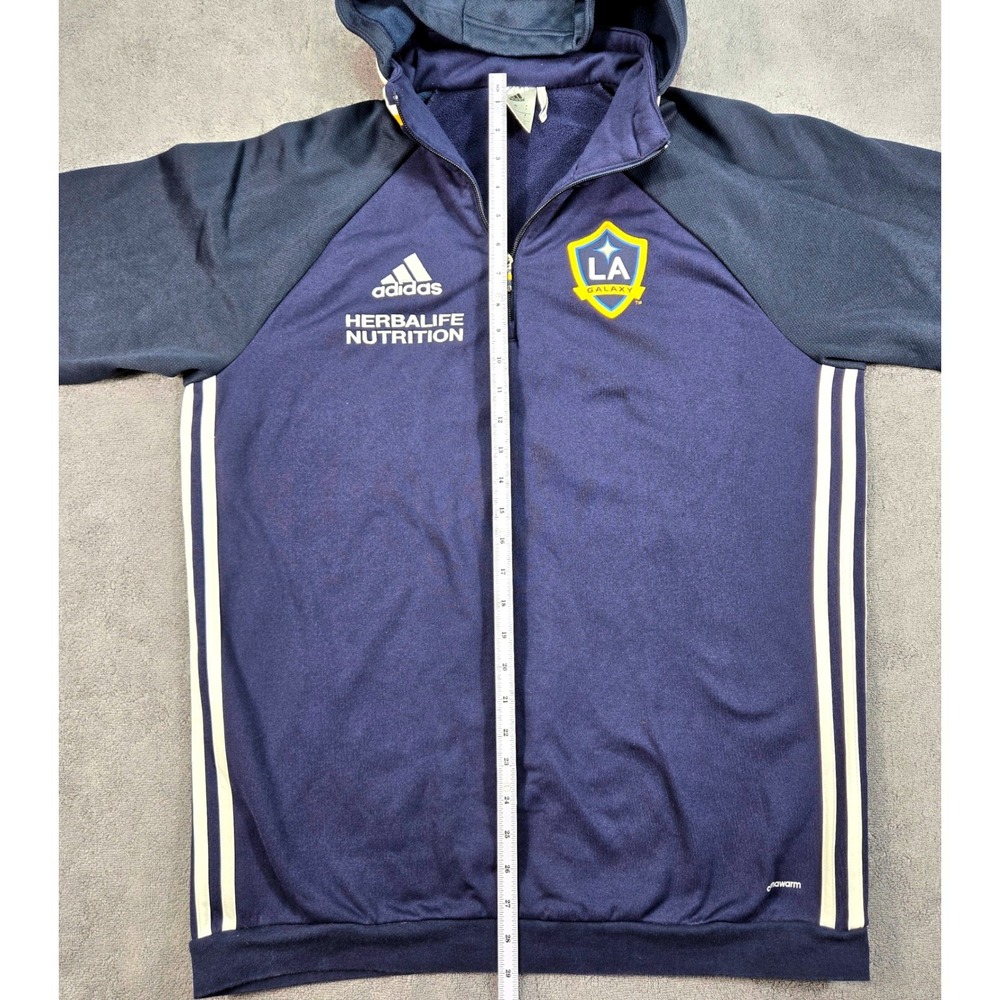 Adidas LA Galaxy Hoodie Mens Large Navy Blue Excellent Climawarm Quarter Zip MLS - Picture 8 of 16